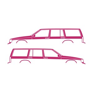 Conjunto de 2 adesivos com silhueta de carro para Volvo 945 Wagon Cor-de-rosa