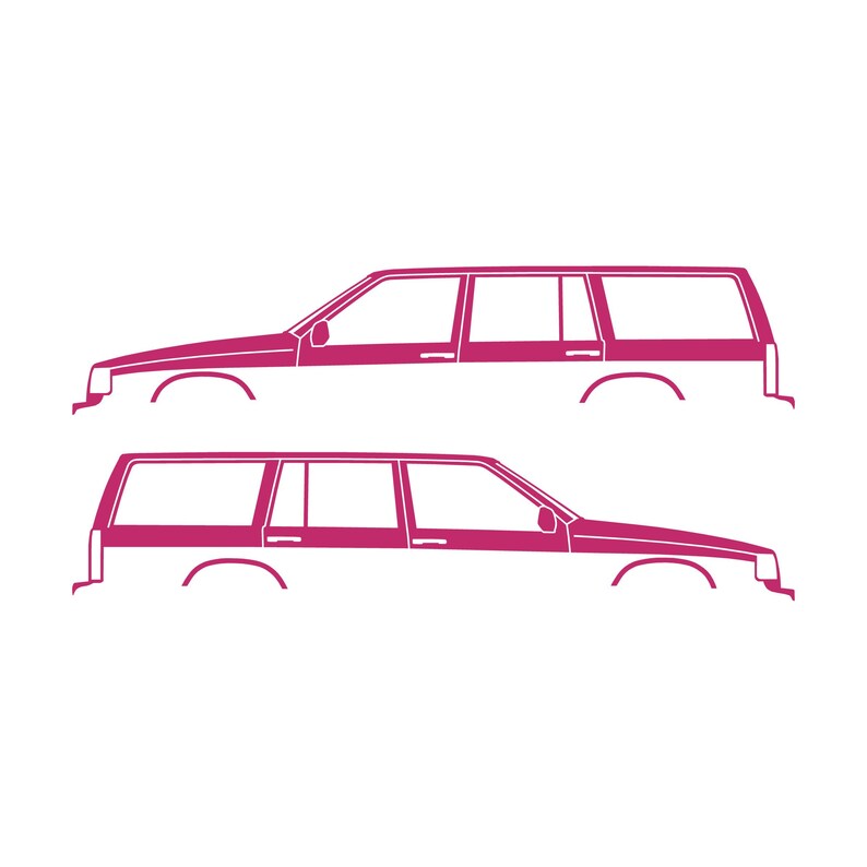 Conjunto de 2 adesivos com silhueta de carro para Volvo 945 Wagon Cor-de-rosa