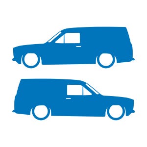 Set Of 2 Lowered Van Silhouette Decal Stickers For Ford Escort Mk1 Sky Blue
