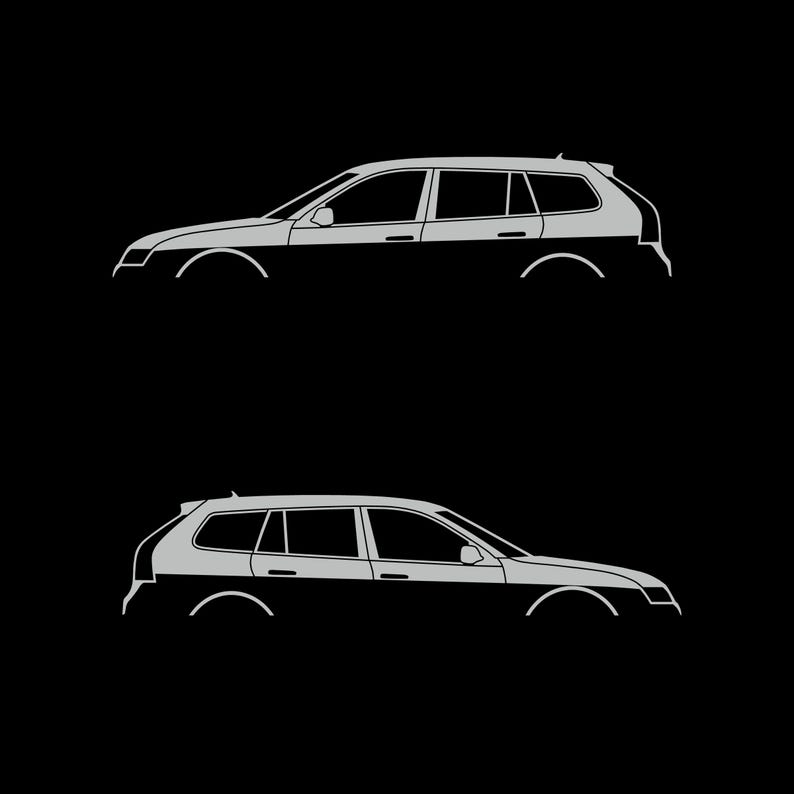 Juego de 2 pegatinas con silueta de coche para Saab 9-3 Early Spec 2nd Gen Sports Tourer Wagon Light Grey