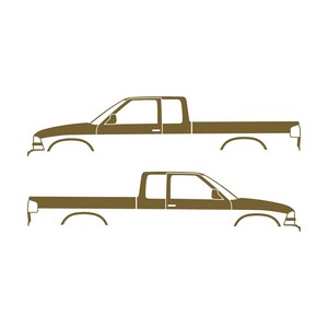 Set di 2 adesivi a forma di silhouette per auto per Chevy S10 Later Oro