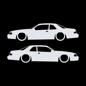 Set van 2 autosilhouet-stickers voor de Ford Thunderbird 9e generatie coupé Wit