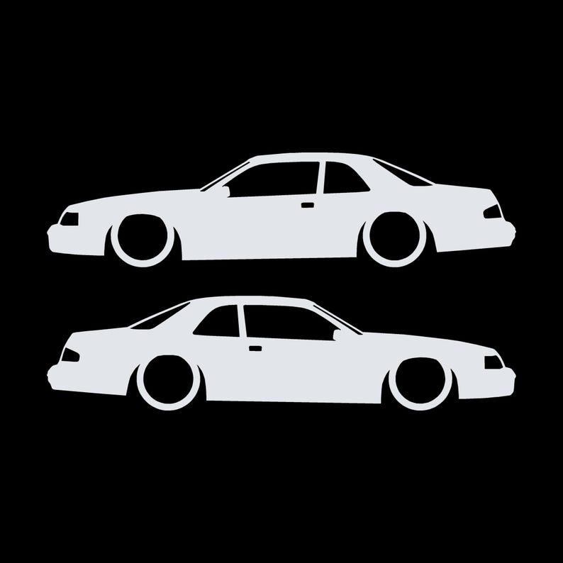 Set van 2 autosilhouet-stickers voor de Ford Thunderbird 9e generatie coupé Wit