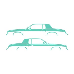 Set mit 2 Auto-Silhouette-Aufklebern für Oldsmobile Cutlass Supreme 4. Generation 1978-80 Coupé Mint