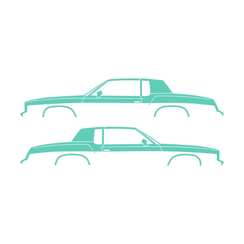 Set mit 2 Auto-Silhouette-Aufklebern für Oldsmobile Cutlass Supreme 4. Generation 1978-80 Coupé Mint
