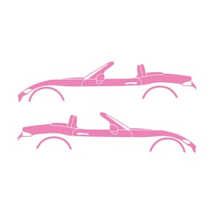 Set Of 2 Lowered Car Silhouette Decal Stickers For Mazda Miata MX5 ND Soft Pink