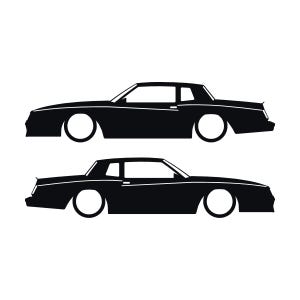 Set Of 2 Car Silhouette Decal Stickers For Chevrolet Monte Carlo SS 4th Gen Outline Coupe Black