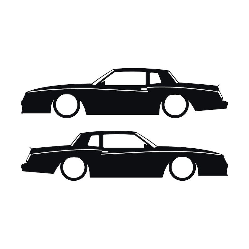 Set Of 2 Car Silhouette Decal Stickers For Chevrolet Monte Carlo SS 4th Gen Outline Coupe Black