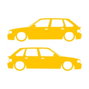 Set Of 2 Lowered Car Silhouette Decal Stickers For MG Maestro Turbo Yellow
