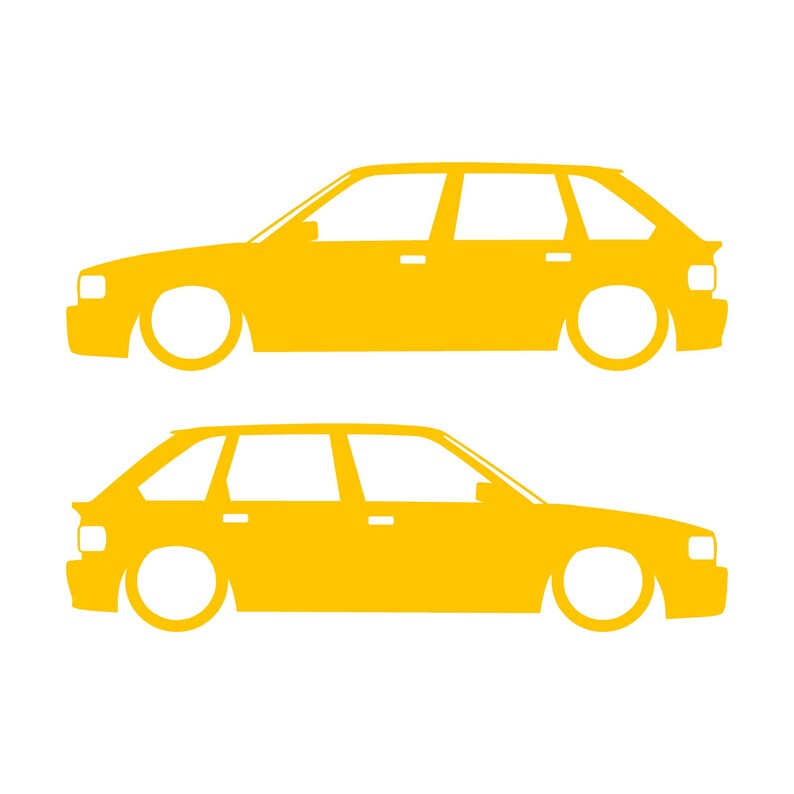 Set Of 2 Lowered Car Silhouette Decal Stickers For MG Maestro Turbo Yellow