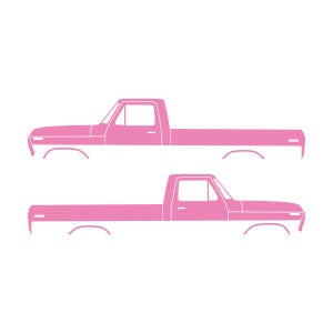 Set Of 2 Lifted Truck Silhouette Decal Stickers For Ford F100 1973-79 6th Gen Pickup Soft Pink
