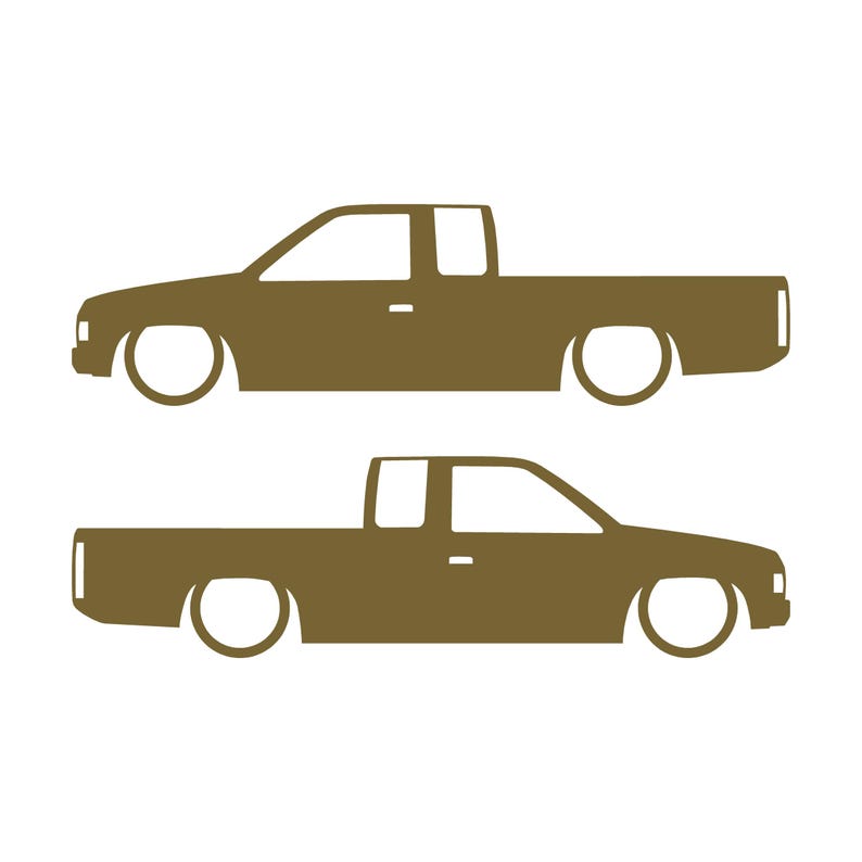 Set Of 2 Lowered Truck Silhouette Decal Stickers For Nissan Hardbody Ext Cab D21 Pickup Gold