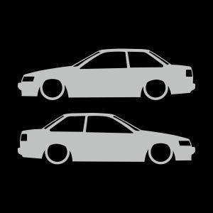 Set van 2 verlaagde autosilhouet-stickers voor Toyota Hilux 2-deurs N50 1988-97 Coupé Light Grey