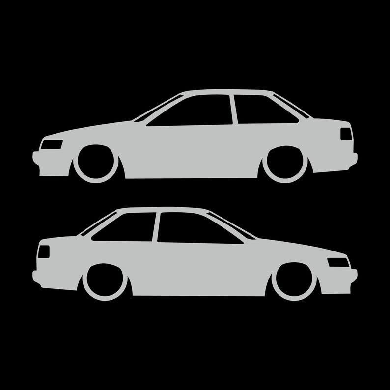 Set van 2 verlaagde autosilhouet-stickers voor Toyota Hilux 2-deurs N50 1988-97 Coupé Light Grey