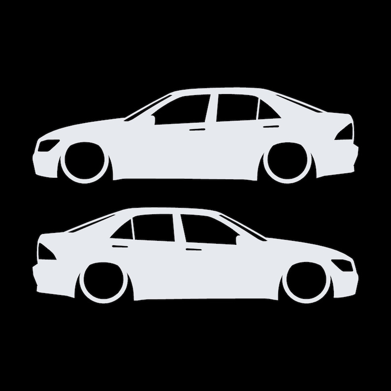 Set Of 2 Lowered Car Silhouette Decal Stickers For Toyota Altezza White