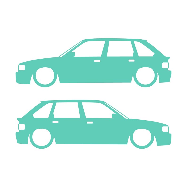 Set Of 2 Lowered Car Silhouette Decal Stickers For MG Maestro Turbo Mint