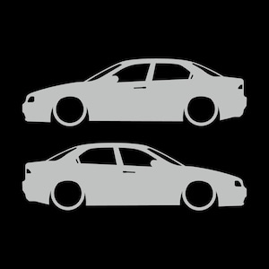Set Of 2 Lowered Car Silhouette Decal Stickers For Alfa Romeo 156 Sedan Light Grey