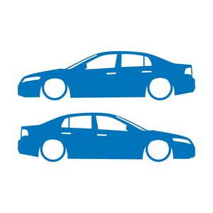 Set Of 2 Lowered Car Silhouette Decal Stickers For Acura TL UA6 2004-08 3rd Gen Sedan Sky Blue