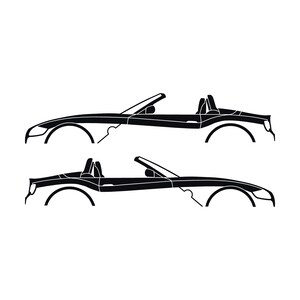 Set Of 2 Car Silhouette Decal Stickers For BMW Z4 E85 2002-09 Roadster Black
