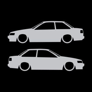 Set van 2 verlaagde autosilhouet-stickers voor Toyota Hilux 2-deurs N50 1988-97 Coupé Zilver