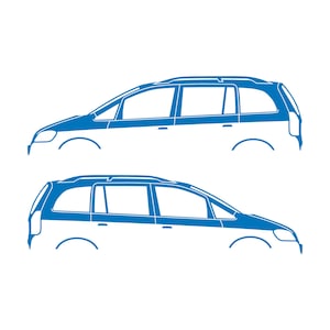 Set Of 2 Car Silhouette Decal Stickers For Vauxhall Opel Zafira A Mk1 Sky Blue