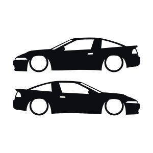 Juego de 2 pegatinas decorativas con silueta de coche rebajado para Mitsubishi Eclipse 1G de primera generación. Negro