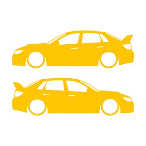 Set mit 2 Auto-Silhouette-Aufklebern für Subaru WRX STI VA 2014 Limousine Gelb
