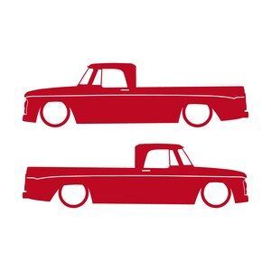 Set Of 2 Car Silhouette Decal Stickers For 1961-65 Dodge D100 Sweptline Long Bed 1st Gen Red