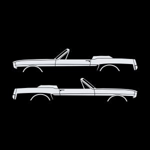 Set Of 2 Car Silhouette Decal Stickers For 1964-66 Ford Mustang Convertible White