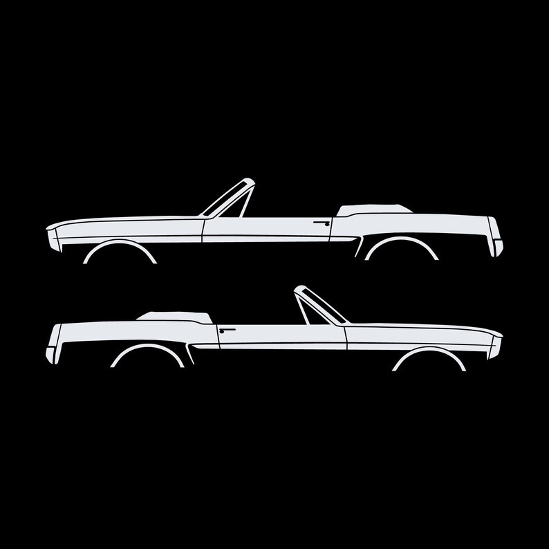 Set Of 2 Car Silhouette Decal Stickers For 1964-66 Ford Mustang Convertible White