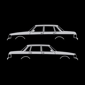 Set Of 2 Car Silhouette Decal Stickers For Volvo 244 Sedan Silver