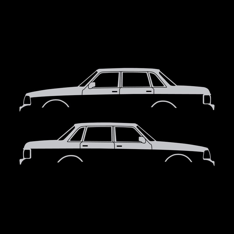 Set Of 2 Car Silhouette Decal Stickers For Volvo 244 Sedan Silver