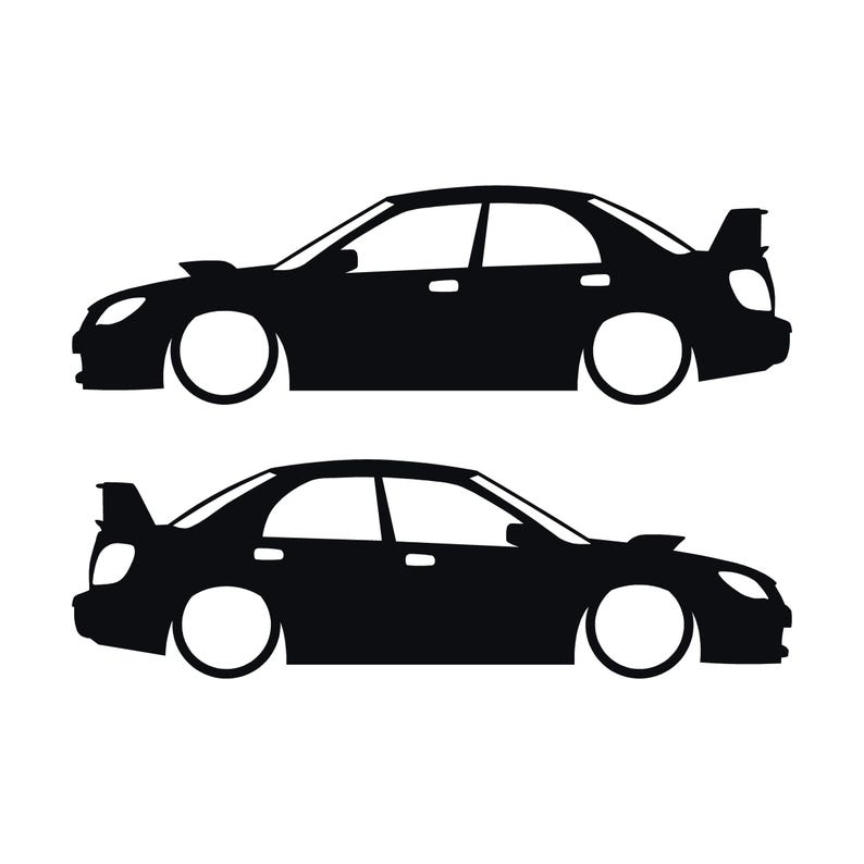 Set Of 2 Car Silhouette Decal Stickers For Subaru Impreza WRX STI 2nd Gen Hawk Eye Black