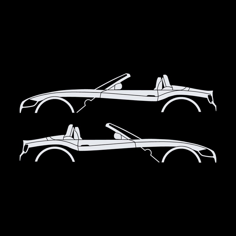 Set Of 2 Car Silhouette Decal Stickers For BMW Z4 E85 Roadster White