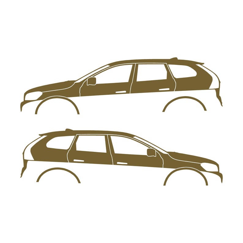 Juego de 2 pegatinas con silueta de coche para Volvo XC60 de primera generación (2009-2017) Oro