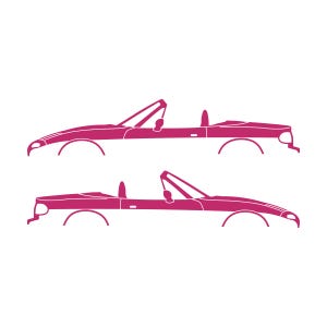 Set Of 2 Lowered Car Silhouette Decal Stickers For Mazda Miata MX5 NA Pink