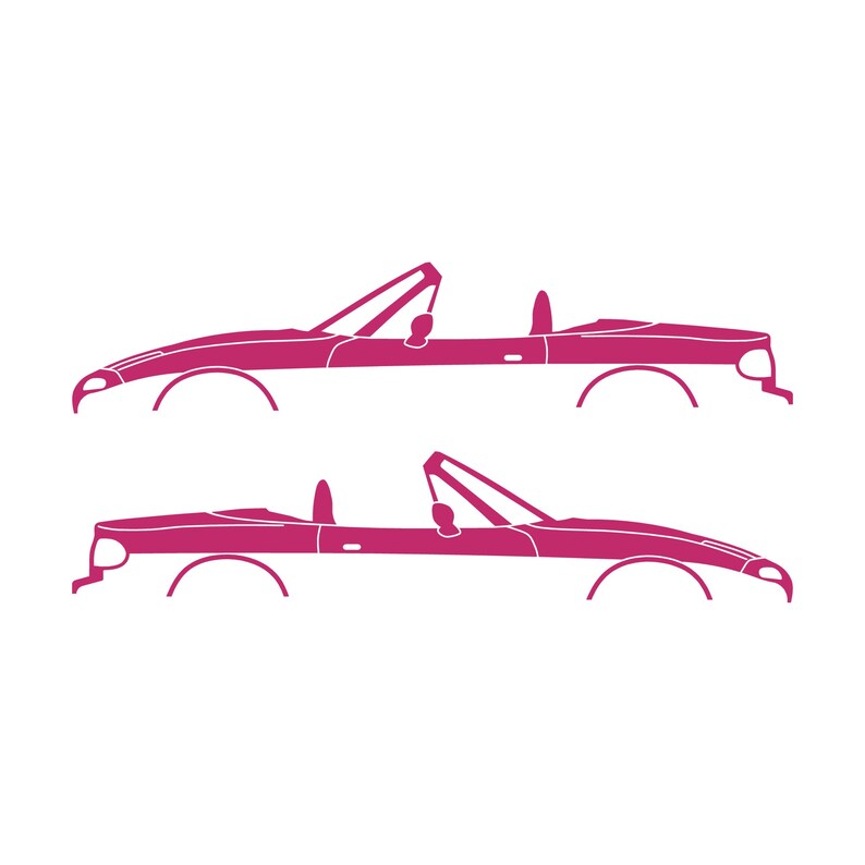 Set Of 2 Lowered Car Silhouette Decal Stickers For Mazda Miata MX5 NA Pink