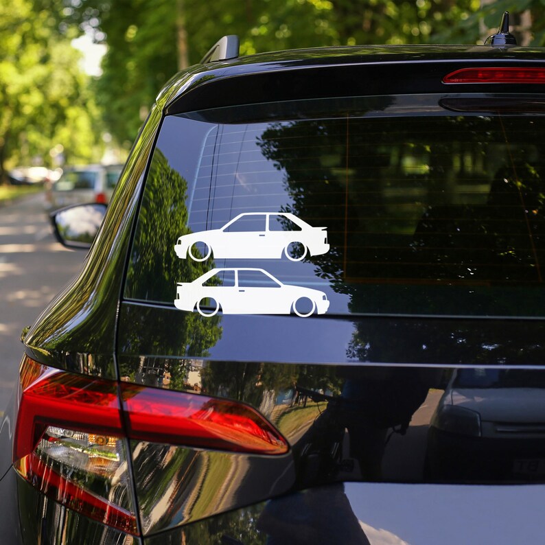 Set Of 2 Car Silhouette Decal Stickers For Ford Escort Mk4 RS Turbo XR3i image 2
