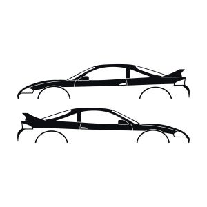 Set Of 2 Car Silhouette Decal Stickers For Mitsubishi Eclipse 2nd Gen 2Gb 1997-99 GS-T GSX Rear Spoiler Black