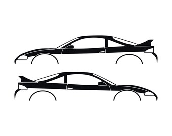 Set Of 2 Car Silhouette Decal Stickers For Mitsubishi Eclipse 2nd Gen 2Gb 1997-99 GS-T GSX Rear Spoiler