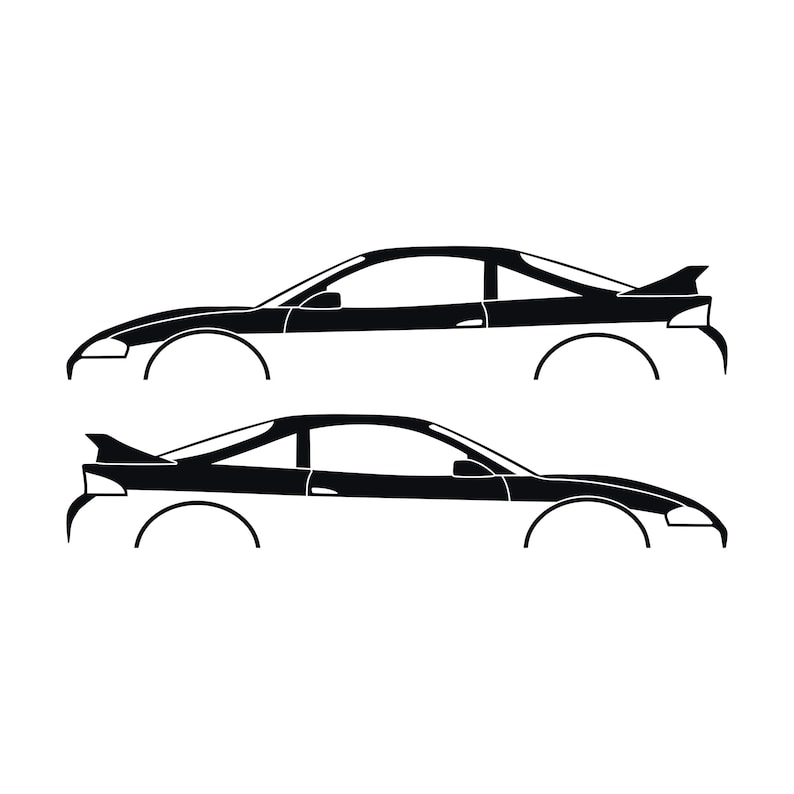 Set Of 2 Car Silhouette Decal Stickers For Mitsubishi Eclipse 2nd Gen 2Gb 1997-99 GS-T GSX Rear Spoiler Black