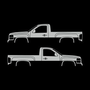 Set mit 2 Auto-Silhouette-Aufklebern für Chevrolet Silverado 2007-13 Einzelkabine Light Grey