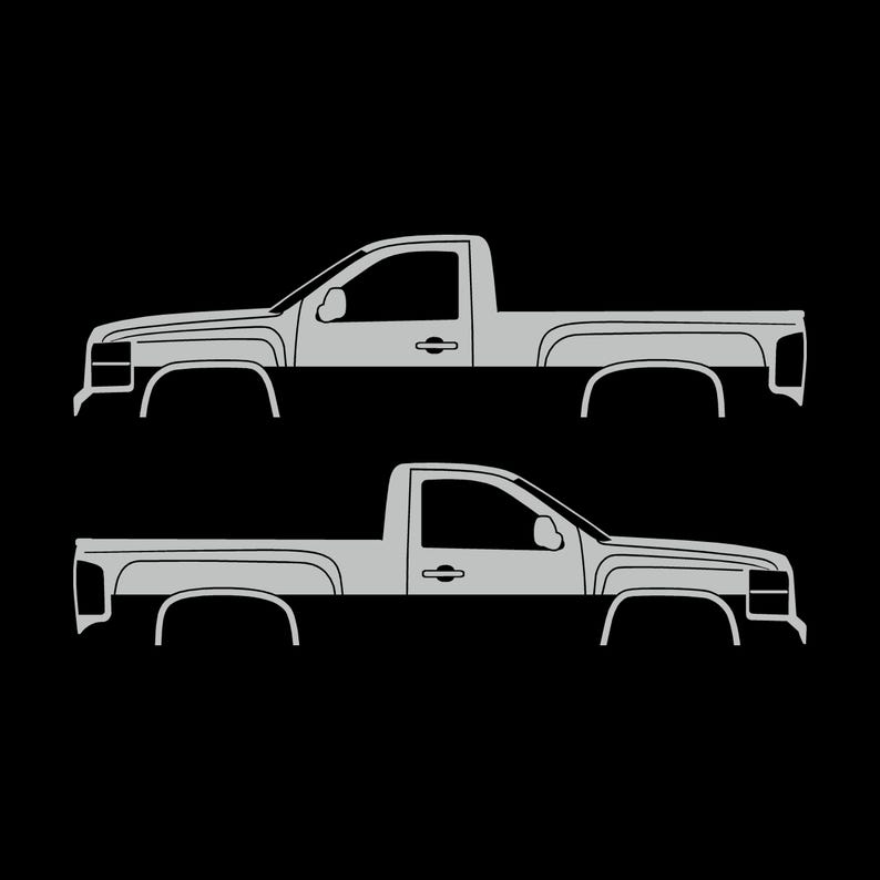 Set mit 2 Auto-Silhouette-Aufklebern für Chevrolet Silverado 2007-13 Einzelkabine Light Grey