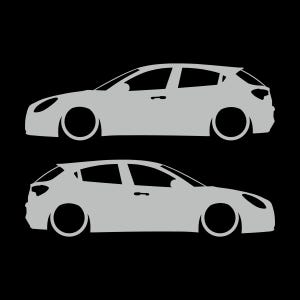 Lot de 2 autocollants silhouette de voiture abaissée pour Alfa Romeo Giulietta 940 2010-20 Light Grey