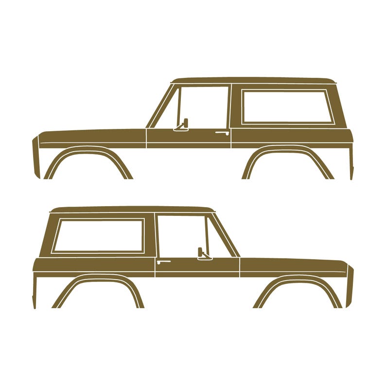 Set Of 2 Car Silhouette Decal Stickers For Classic Ford Bronco 1st Gen Top Removed Gold