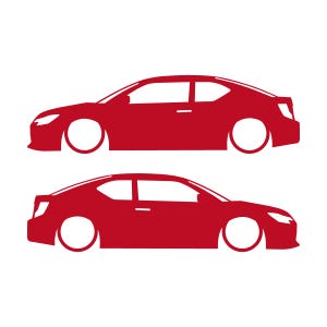 Set Of 2 Lowered Car Silhouette Decal Stickers For Scion TC 2nd Gen 2014 Facelift Red