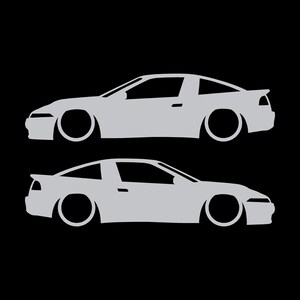 Juego de 2 pegatinas decorativas con silueta de coche rebajado para Mitsubishi Eclipse 1G de primera generación. Plata