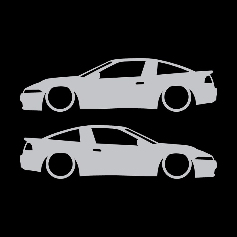 Juego de 2 pegatinas decorativas con silueta de coche rebajado para Mitsubishi Eclipse 1G de primera generación. Plata
