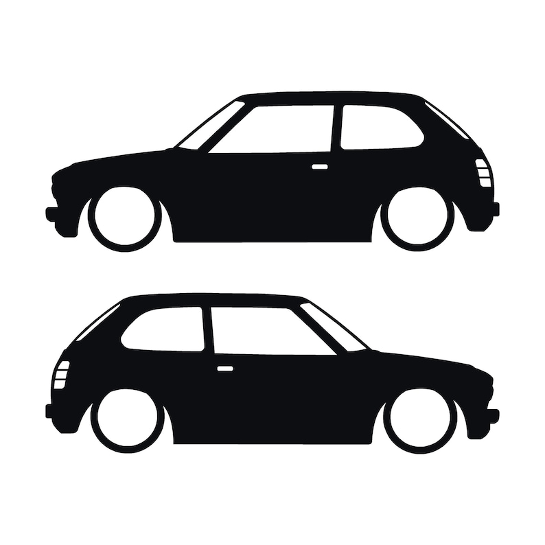 Set di 2 adesivi a forma di silhouette per auto Honda Civic EG Hatch Si 5a generazione B16 JDM Nero