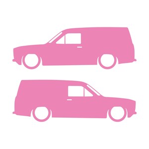 Set Of 2 Lowered Van Silhouette Decal Stickers For Ford Escort Mk1 Soft Pink